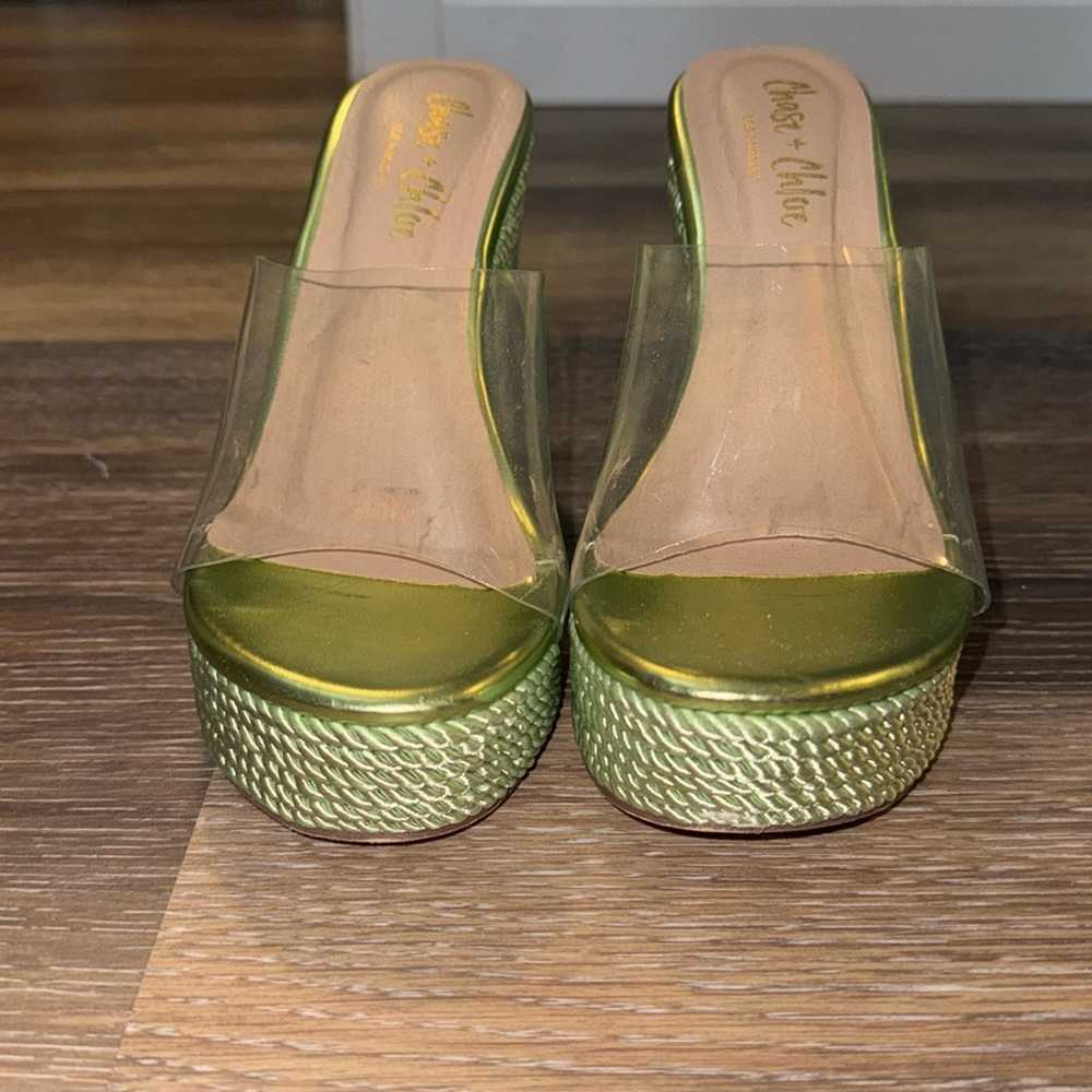 Like green metallic wedges platform sandals